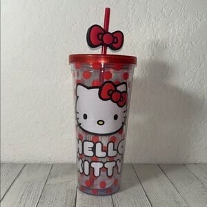 Hello Kitty Red Polka Dot 24oz Tumbler with Bow Straw